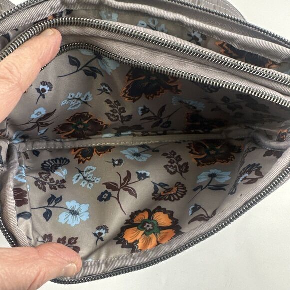 Lug Coupe XL Convertible Crossbody Bag Gray Metallic Quilted Double Zip Travel - Picture 10 of 13